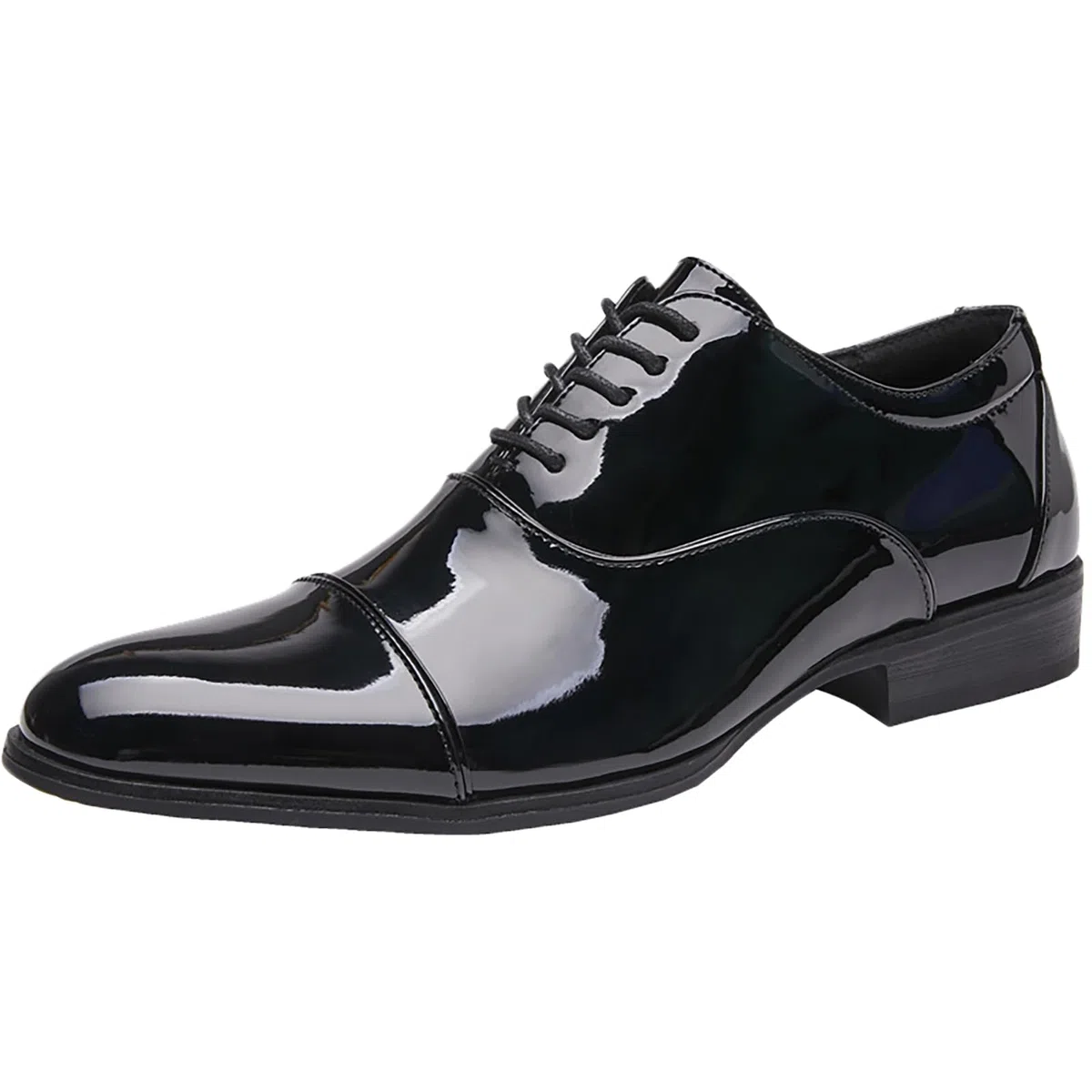 Chaussures habillées à Lacets en Cuir Verni pour Hommes, Chaussures de Travail d'affaires, de Bureau, Oxfords, Derbys de Bal de Mariage pour marié,Noir,44