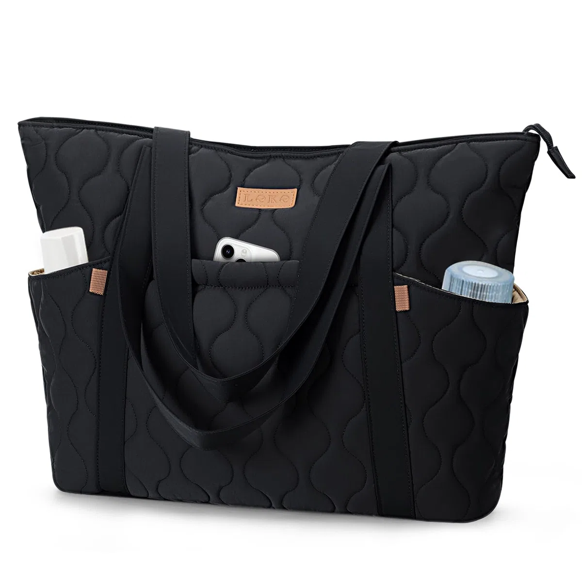 Sac Cabas pour Femme Grand, Sac Fourre Tout pour Ordinateur Portable 15,6 Pouces, Sacs a Main avec Fermeture Éclair, Sacs Bandoulière Léger pour Shopping Université Travail Voyage