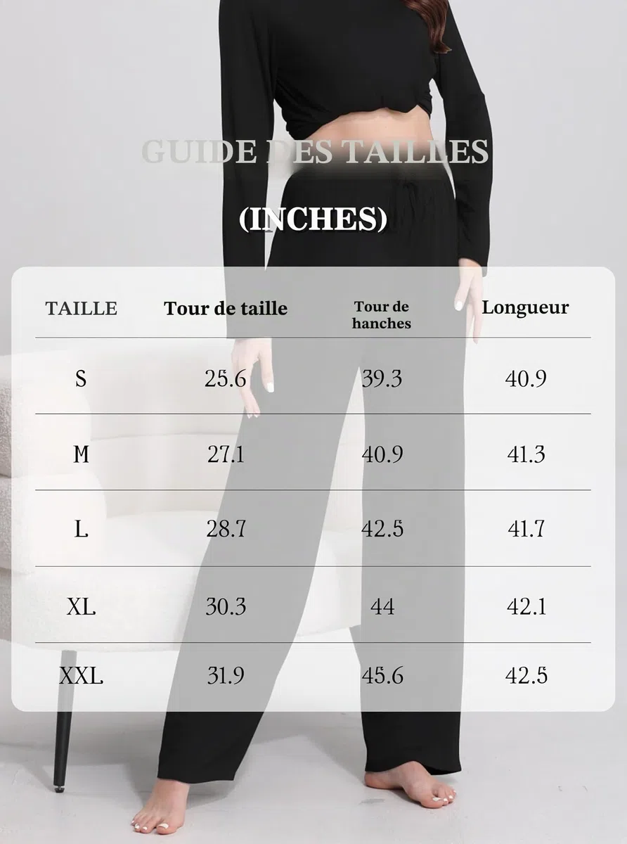 FEQO 2 Pièces Bas de Pyjama Femmes Pantalon de Pyjama Taille Élastique Pantalon Long Lâche Leggings De Yoga femme