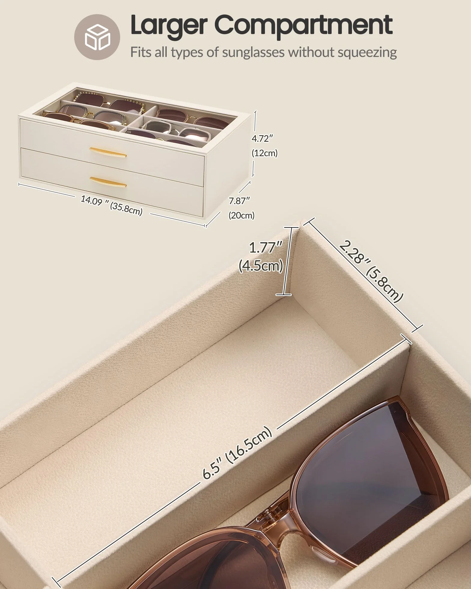 Lolalet Boîte à Lunettes pour Femme, Rangement Lunettes de Soleil, Coffret Élégant en PU avec Couvercle Transparent