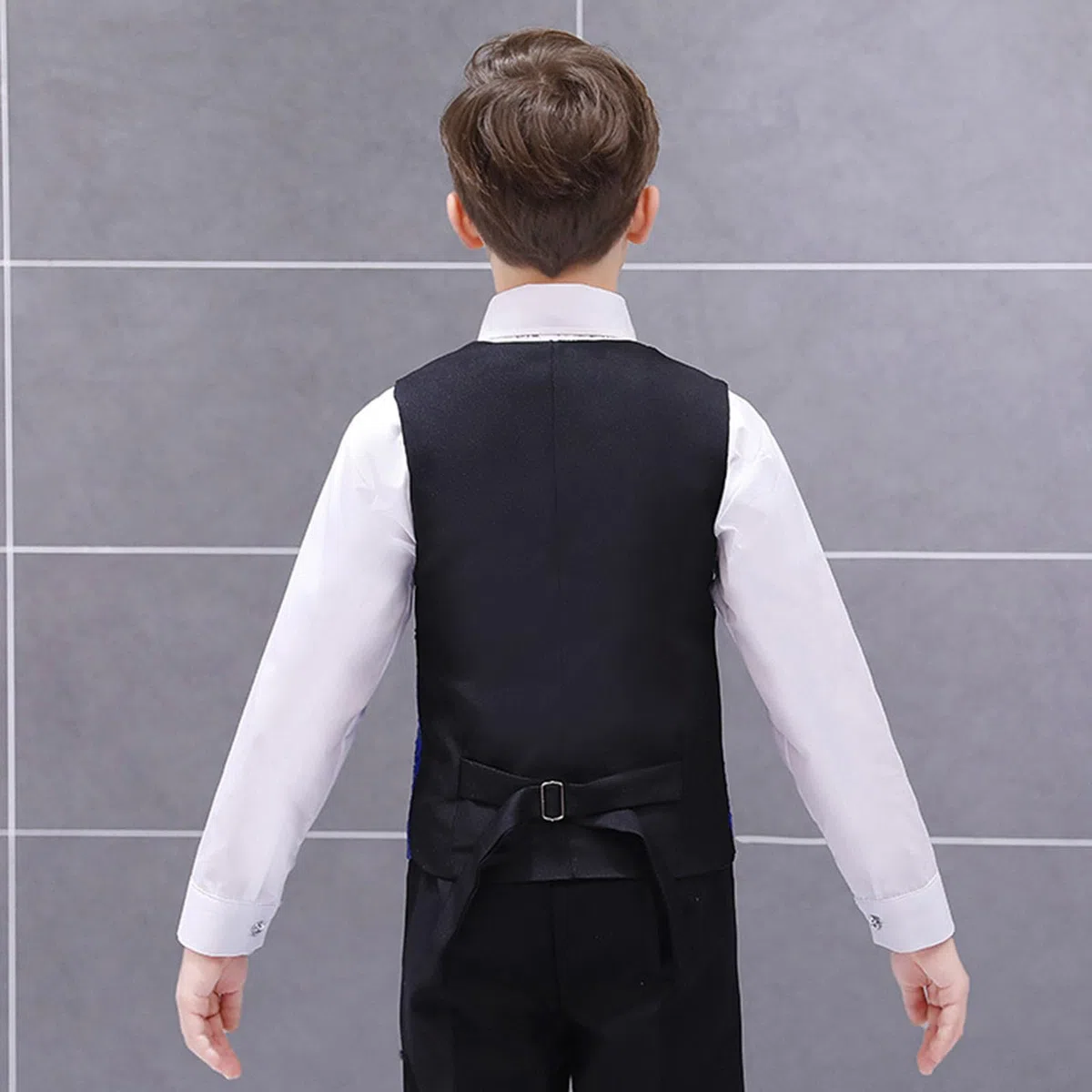 Generisch Chemise pour bébé garçon - Gilet à paillettes formel avec nœud papillon pour fête prénatale - Tenue d'été