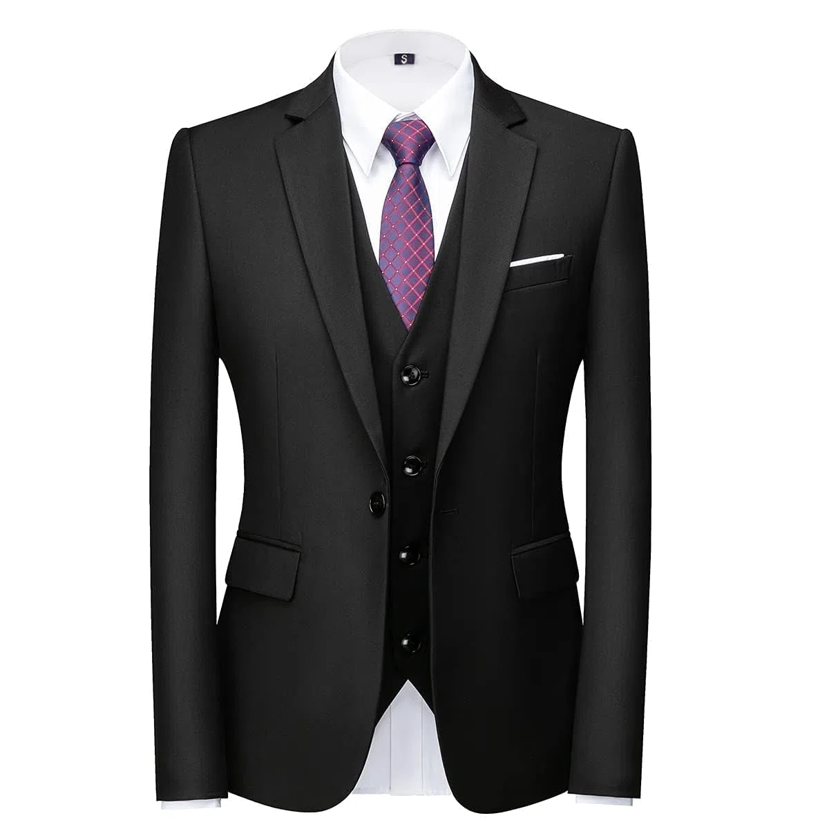 KUDORO Costume Homme 3 pièces Slim Fit Smoking à Un Bouton Men Suits 3 Piece pour Mariage Business Fête Confort Elégant Blazer Veste et Pantalon Gilet