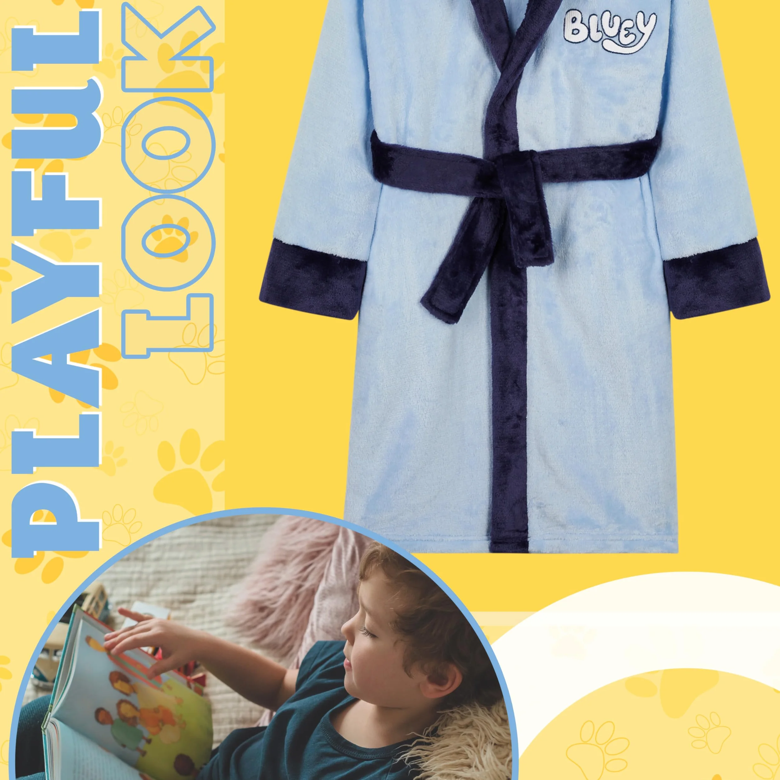 BlueY Robe de Chambre Fille et Garçon en Polaire Capuche et Ceinture, Bingo Peignoir de Bain Enfant Bebe, Idee Cadeau Enfant