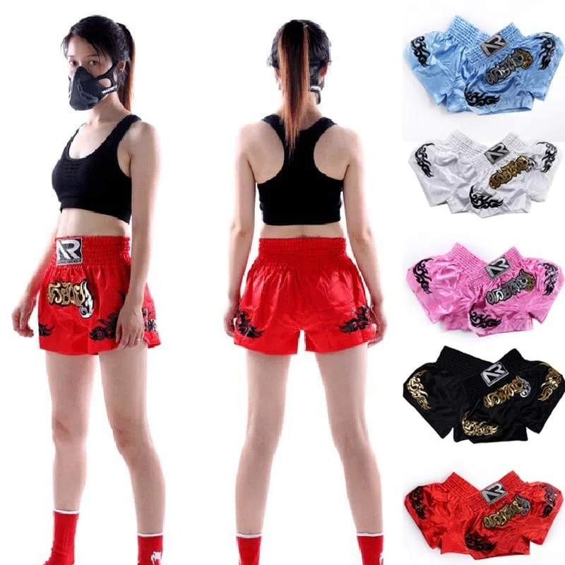 Anotherboxer Short d'entraînement pour femme Kick Boxing MMA Muay Thai Fighting Training Taille élastique Respirant Polyester mélangé Sports Fitness