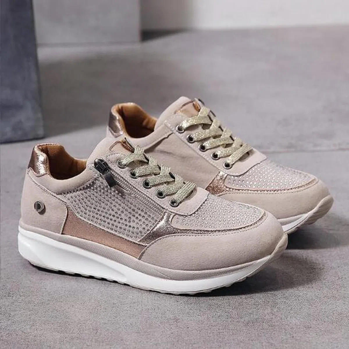 Baskets Orthopédiques avec Fermeture éclair, Baskets Décontractées avec Soutien De La Voûte Plantaire pour Femme, Chaussures De Tennis Confortables à Enfiler