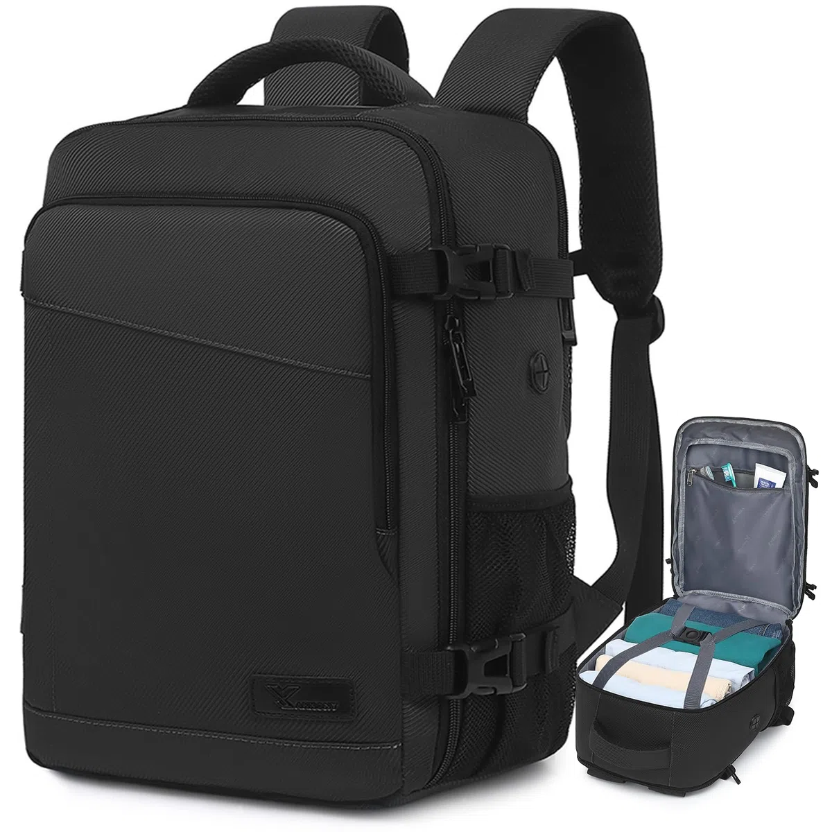 Yankony Sac a Dos Voyage Cabine Avion 45x36x20 pour Easyjet Sac de Voyage Résistant à l'eau & à Rayures Diagonales Homme Bagages Cabine sous Siège Femme sac à dos