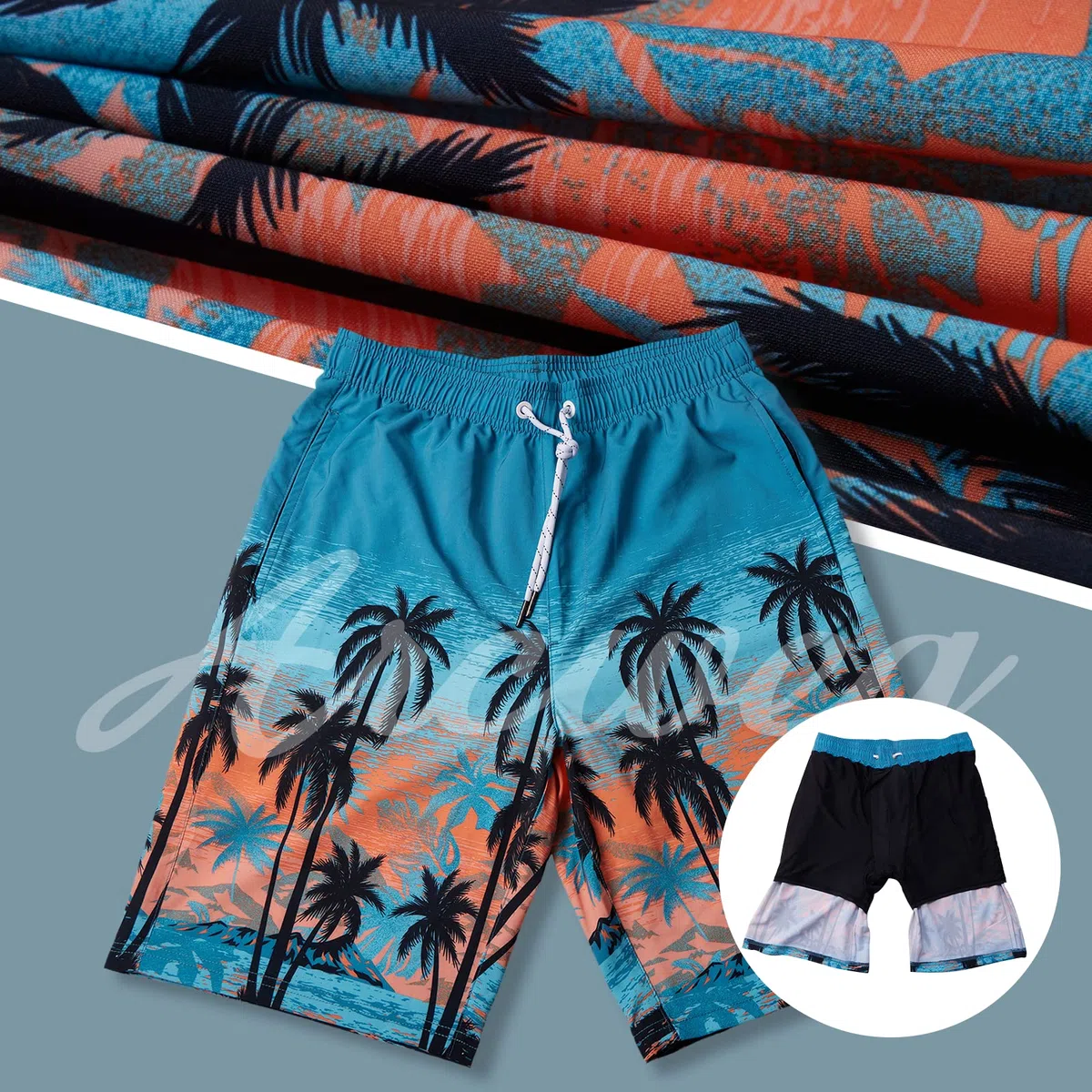 Arcweg Homme Short de Bain 2 en 1 à séchage Rapide Long Short de Bain avec Doublure de Compression Surf Short de Plage Extensible avec Poches à glissière S-XXL