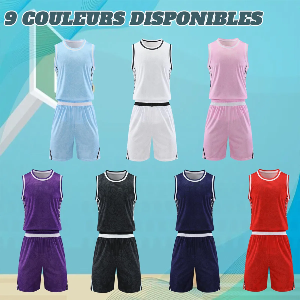 Maillot de Basket Personnalisé Chemise et Short Ensemble Basket avec Nom Numéro Logo de L'équipe Personnalisables pour Hommes Femmes Enfants Trousse Basket