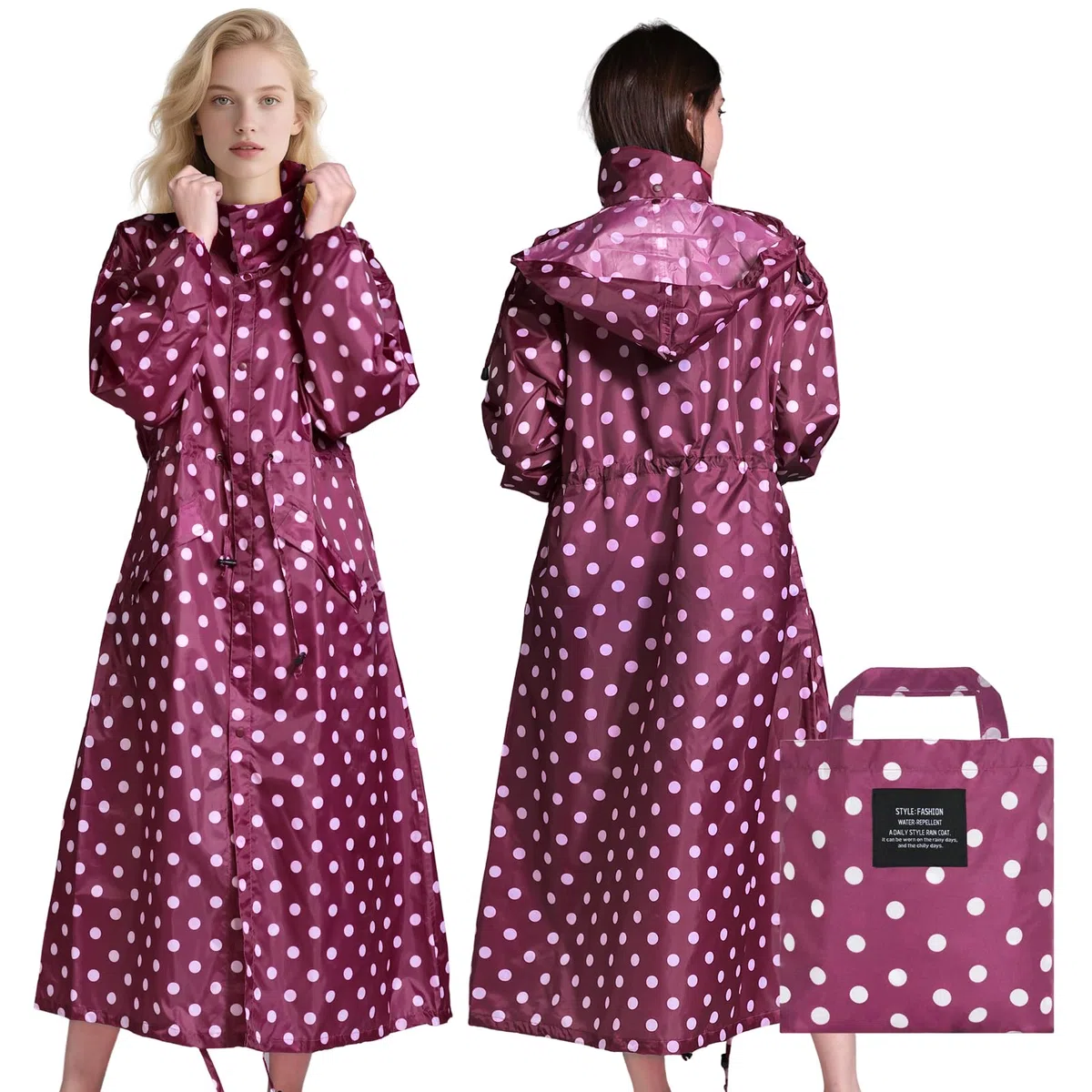 LAMA Manteau imperméable long élégant, vetement de pluie poncho de pluie unisexe avec poche à rabat imperméable, vêtements de pluie pour adultes, veste de pluie vêtements de protection contre la pluie