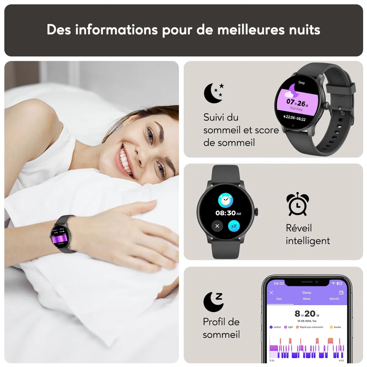 Montre Connectée Femme avec Appel Bluetooth, 1,38" Smartwatch avec Cardiofréquencemètre, Sommeil et Calories, 147+ Modes Sport, IP68 Fitness Podomètre Compatible avec Android iOS Cadeau Saint Valentin