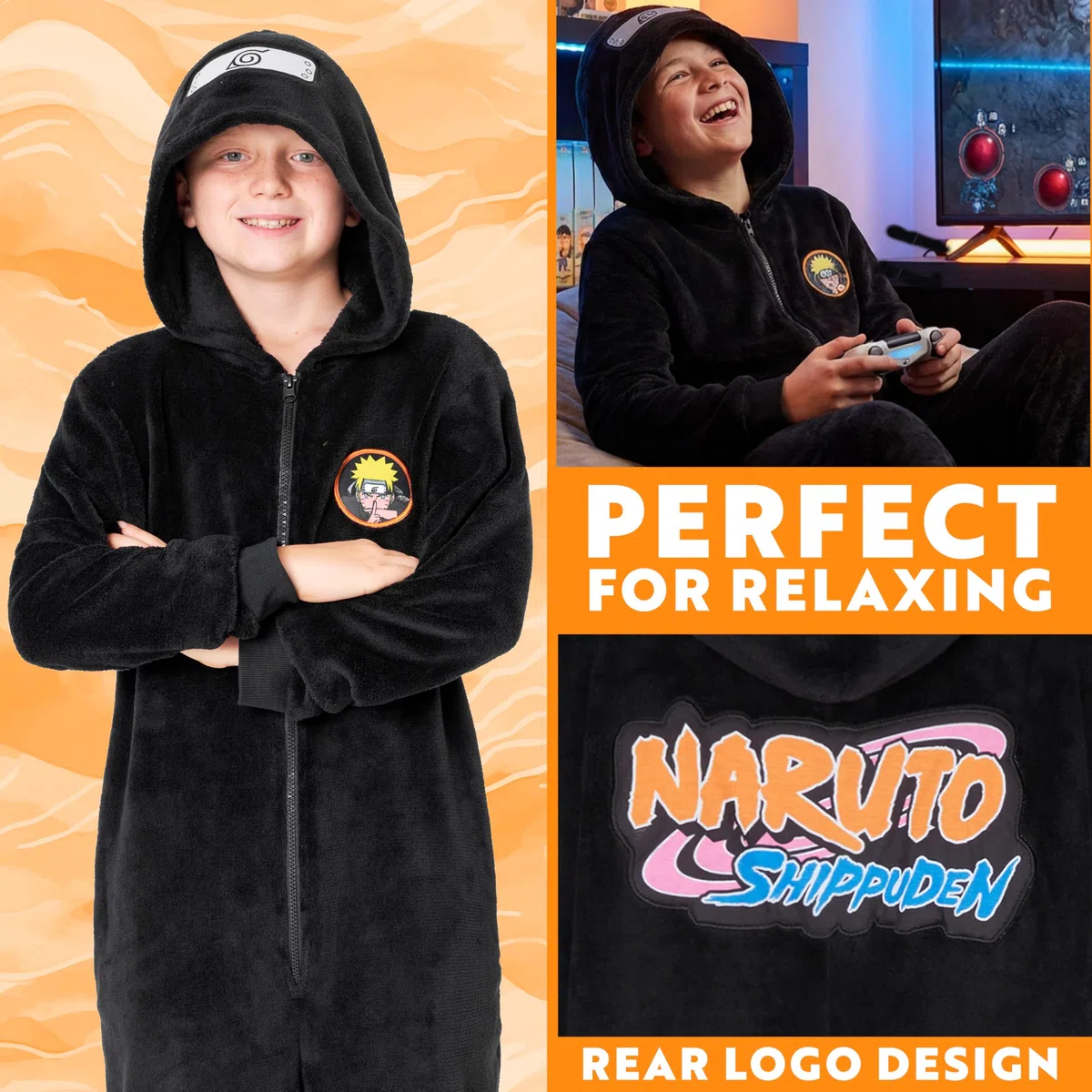 Get Trend Naruto Combinaison Pyjama Garçon Hiver, Grenouillère Polaire Enfant et Ado Chaude, Onesie Anime, Idee Cadeau