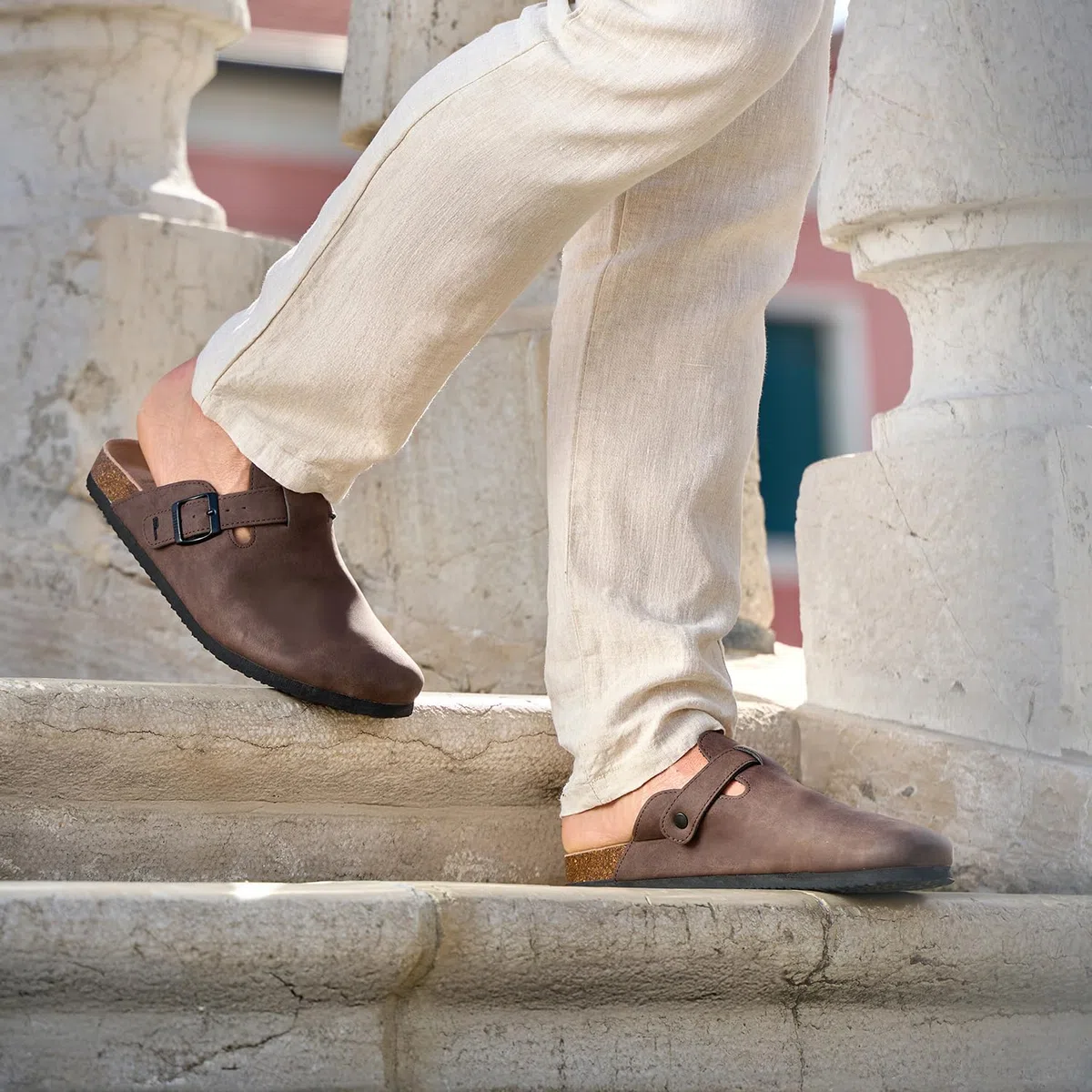 PERLETTI Chaussons Homme avec Semelle Intérieure en Cuir Véritable - Claquette Hommes Léger Confortable Garcon
