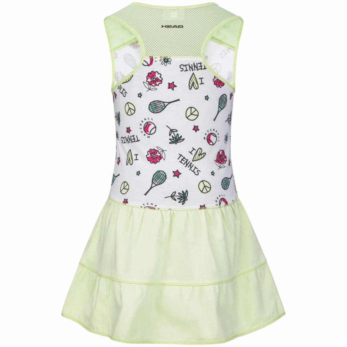 HEAD Tennis Dress Spirit Robe Fille, Vert Pastel/Imprimé, 140