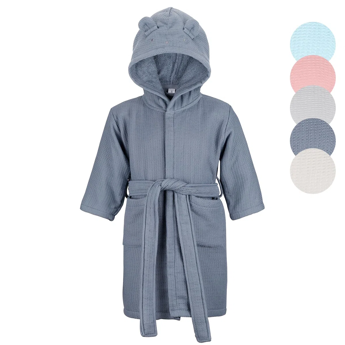 KAKU NANU Peignoir de Bain Enfant 100% Coton Garcon Fille 2-10 Ans 5 Couleurs,Avec Ceinture,La Capuche,Douce et Absorbante Tissu Eponge Peignoir