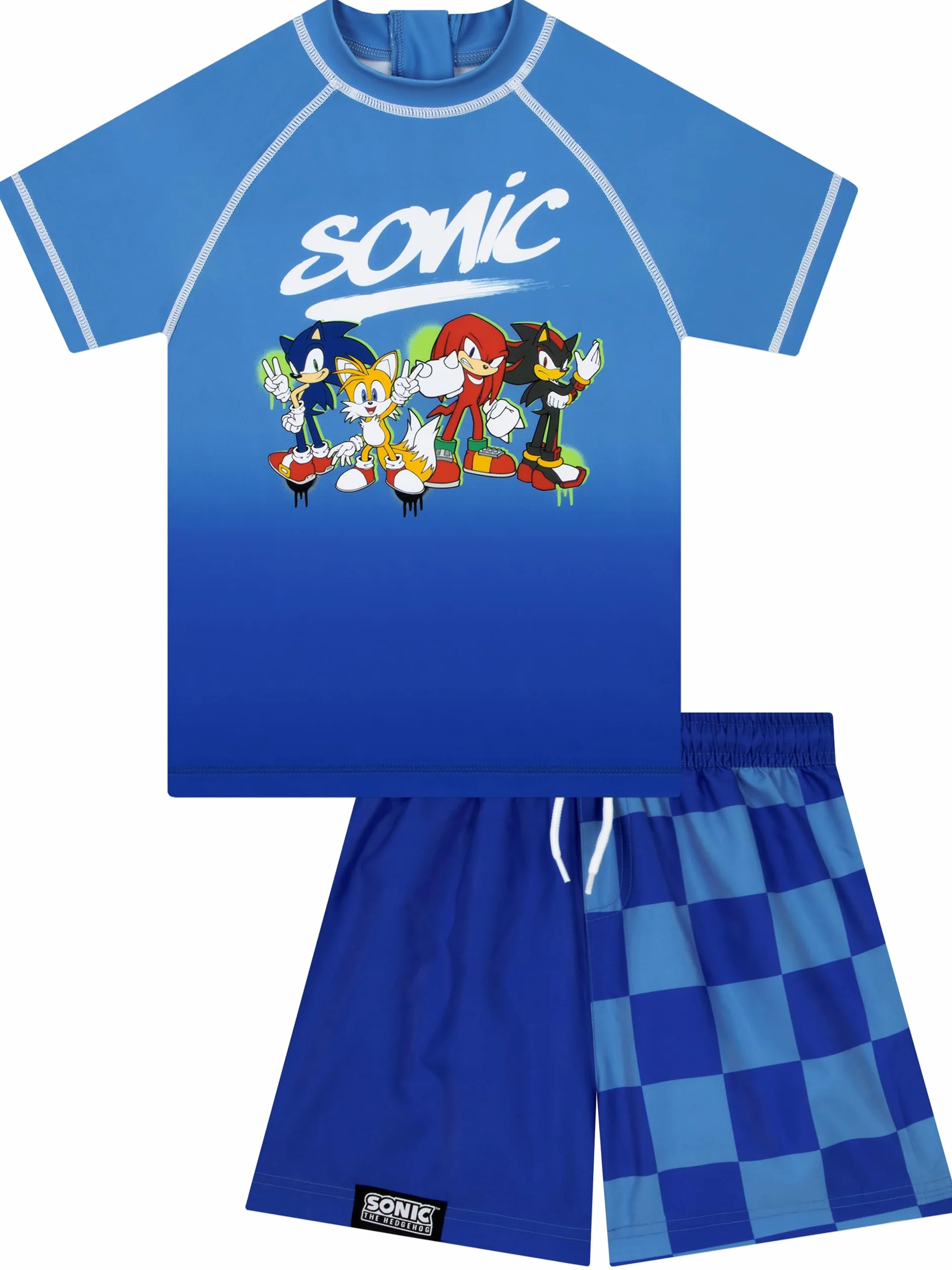 Sonic The Hedgehog Maillot De Bain Piscine Sonic pour Garçon, Ensemble De Bain 2 Pièces, Maillot De Bain Garçon