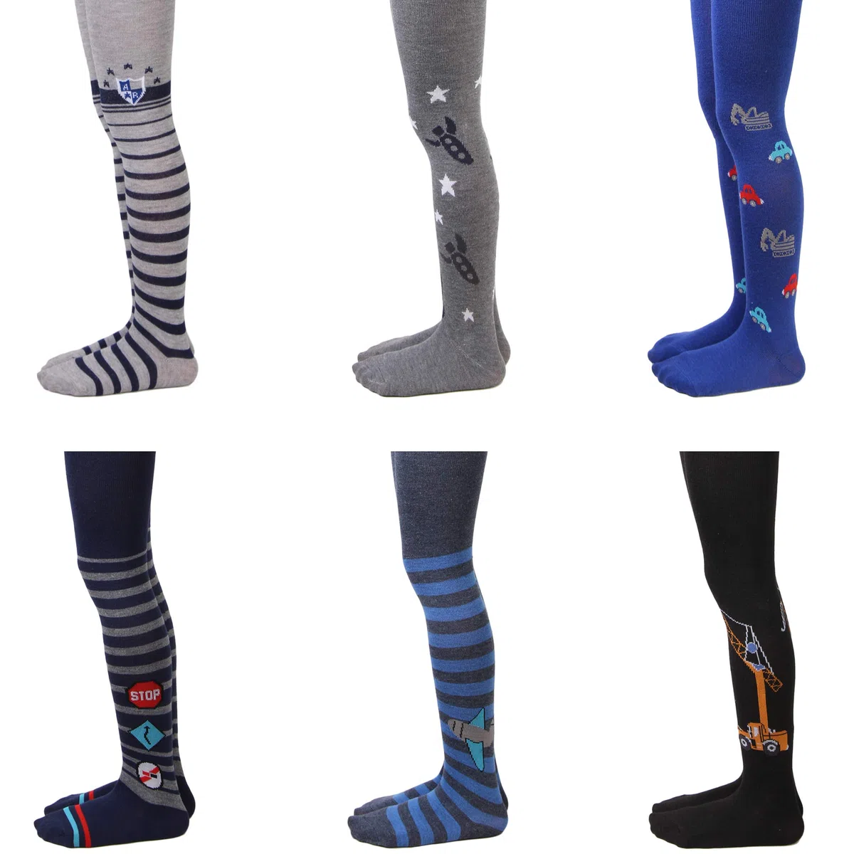 L&K-II Lot de 6 Ensemble de collants bébé et enfant pour garçons avec motif de football de voiture Dino multicolore 27253