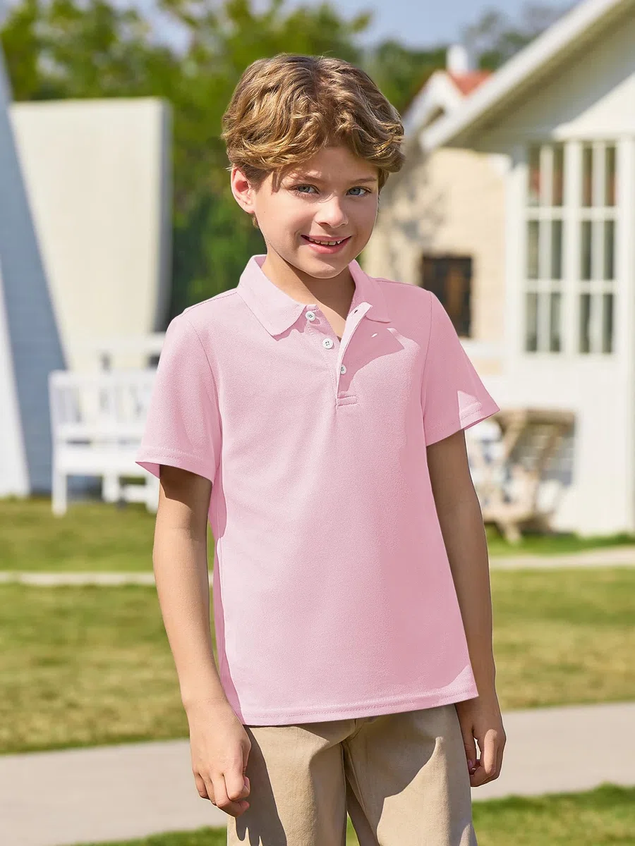 Haloumoning Polo à manches courtes pour garçons de 5 à 14 ans