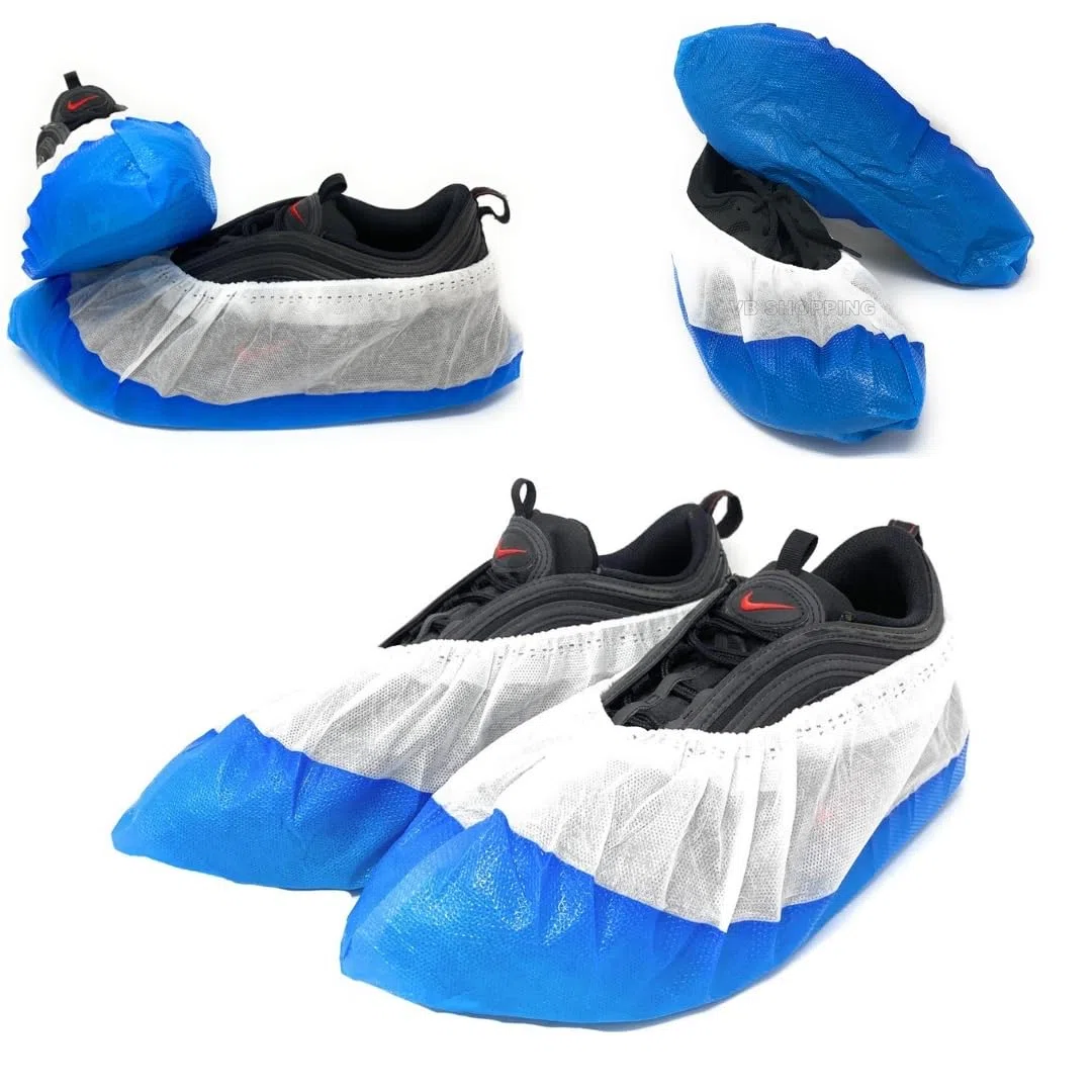 Couvre-chaussures jetables imperméables antidérapants à haute résistance, chaussures jetables en CPE + TNT EXTRA RÉSISTANT, Quantité 100-1000 pièces. (Quantité 100 pièces)