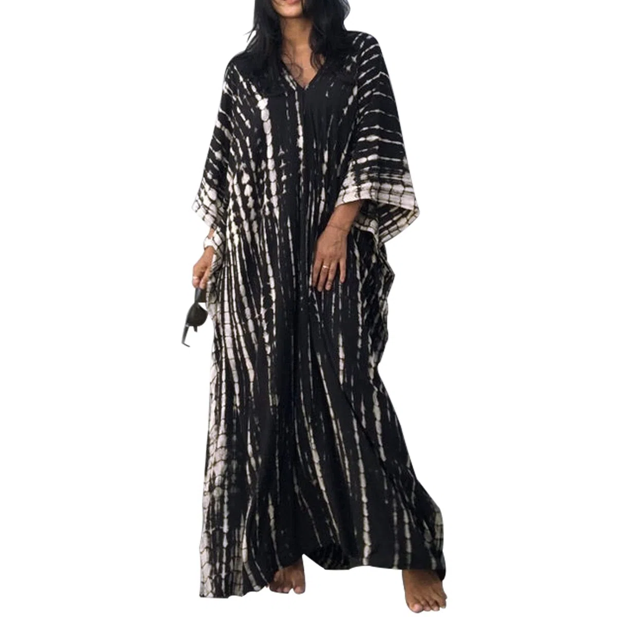 Femmes Robe de Plage Femme Longue Boheme Robe Maxi Fleur Kimono Bikini Cover-Up, Caftan Kaftan Pareos, Taille Unique