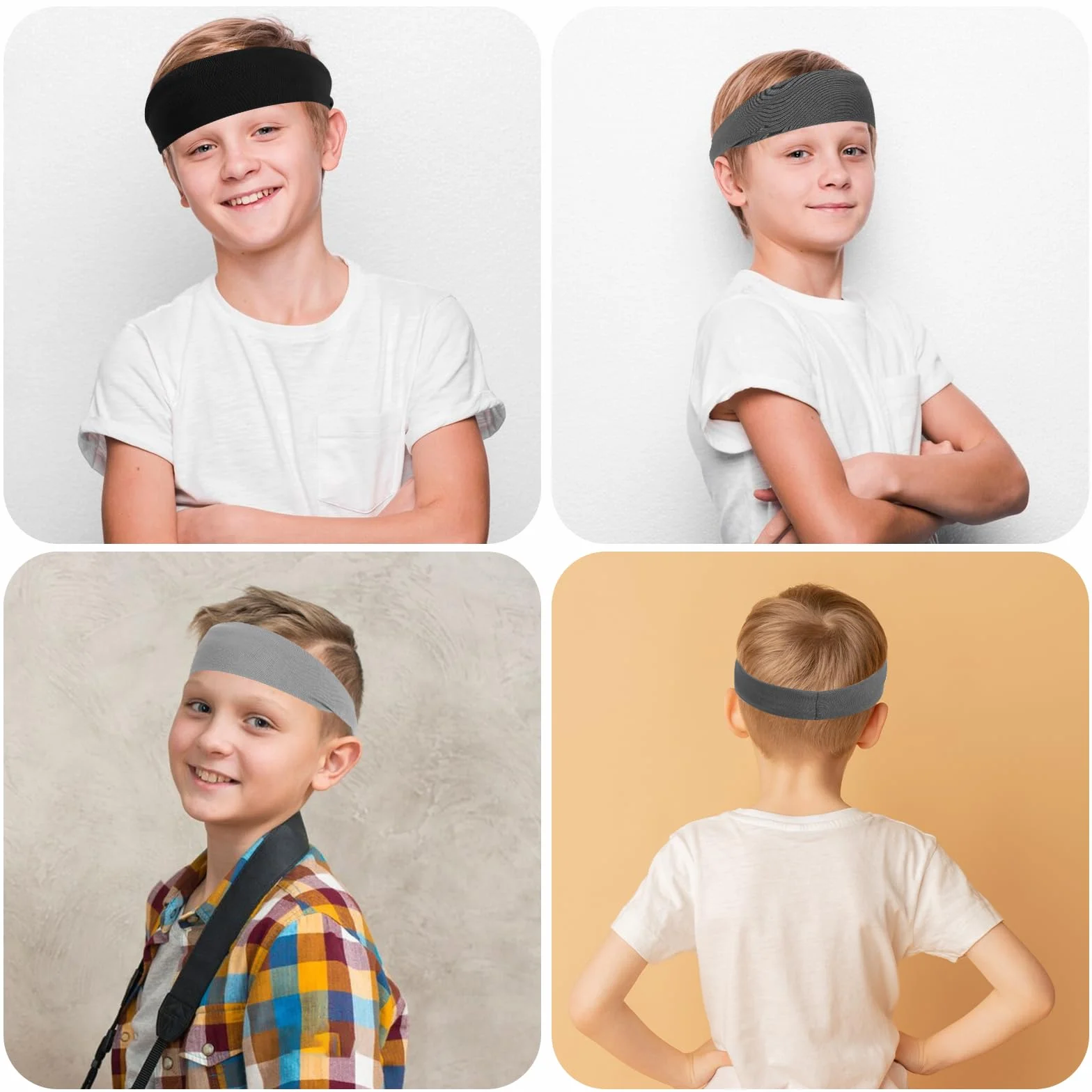 cobee Lot de 3 bandeaux élastiques respirants pour enfants - Pour football, basket-ball, course à pied, tennis