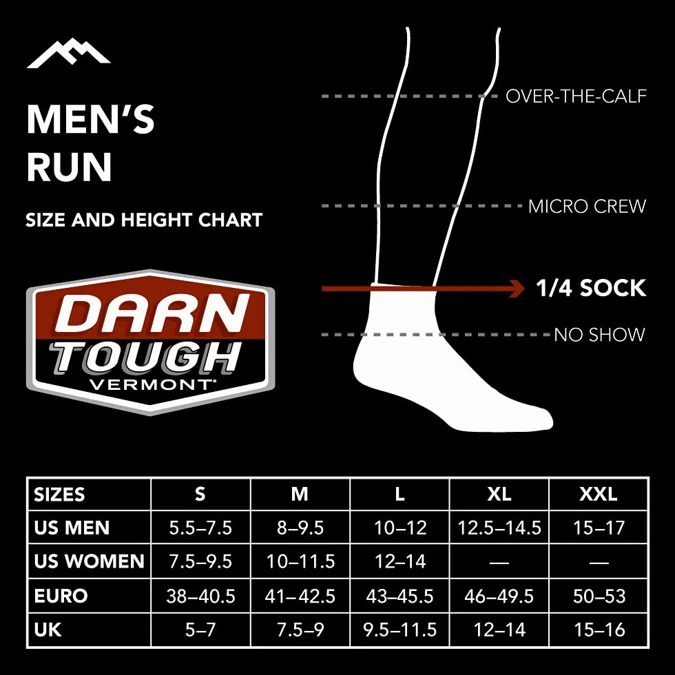 Darn Tough Quarter Chaussettes de Course légères pour Homme (Style 1715)