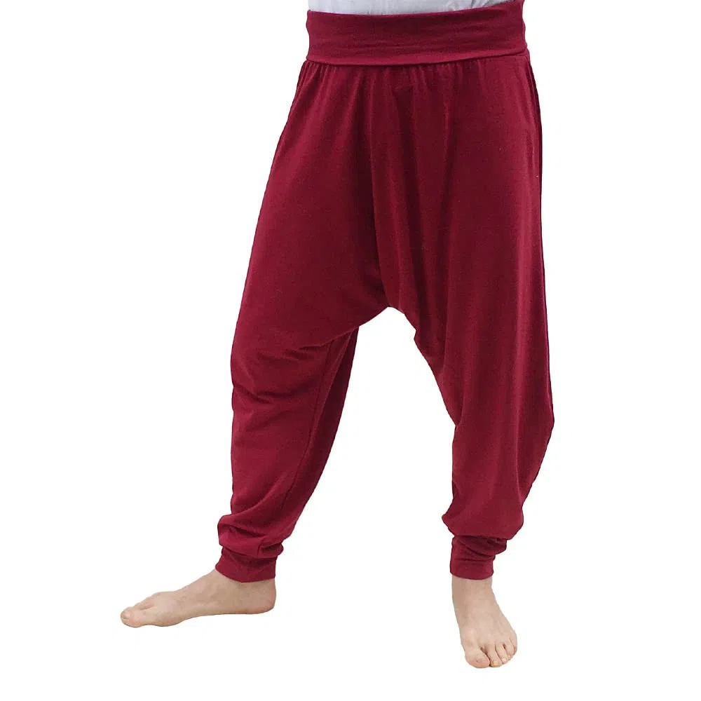 SAVARI | Pantalon de Sarouel sans Poches | Ethnique | Confortable | Pantalon Idéal pour Le Yoga et la Danse | Unisexe | Pas de Lancer Bas et de Taille Large | Noir, Blanc, Gris, Bleu, Vin | S-3XL