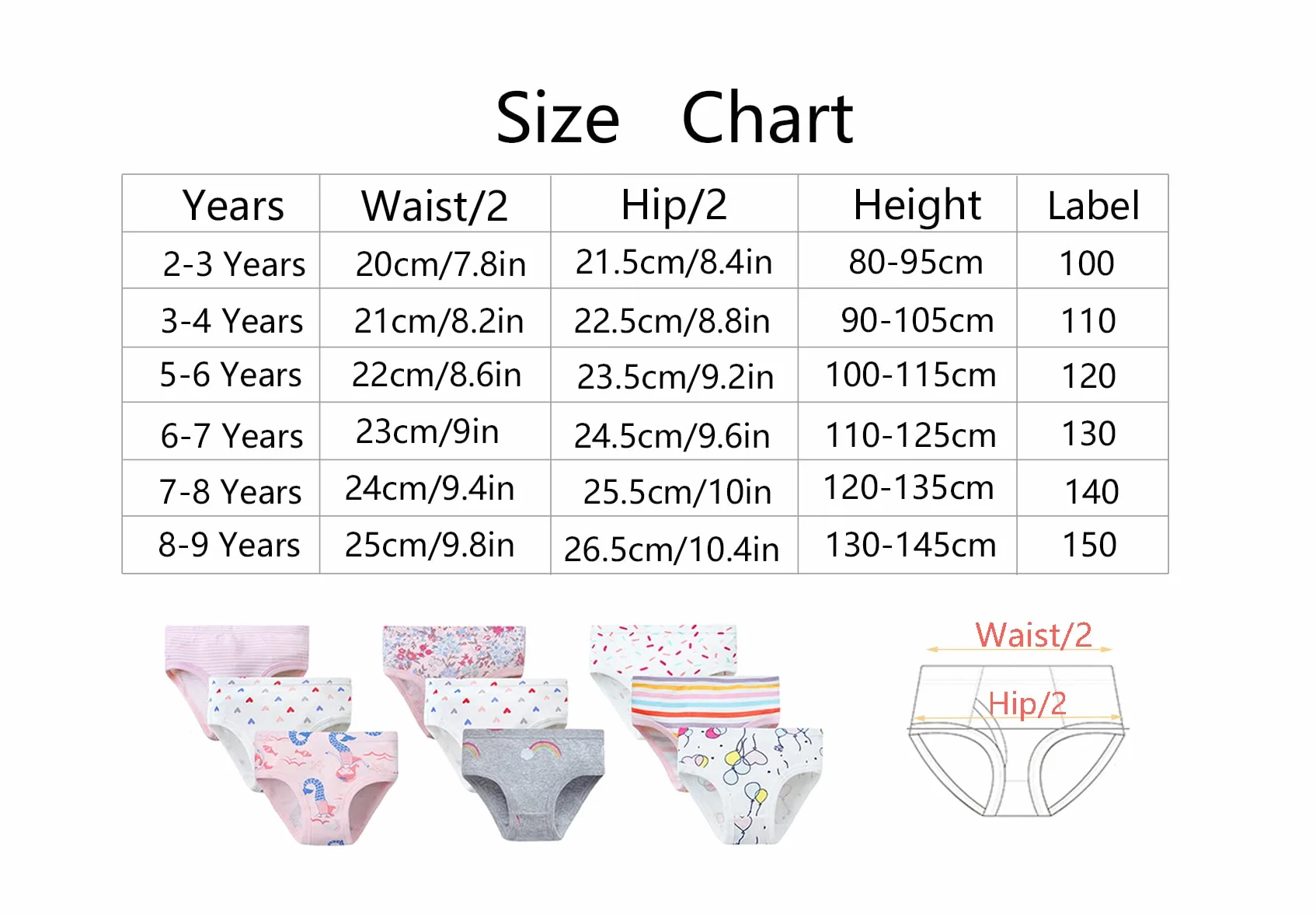 Culotte Fille sous-vêtement Slip Pur Coton Lot de 12