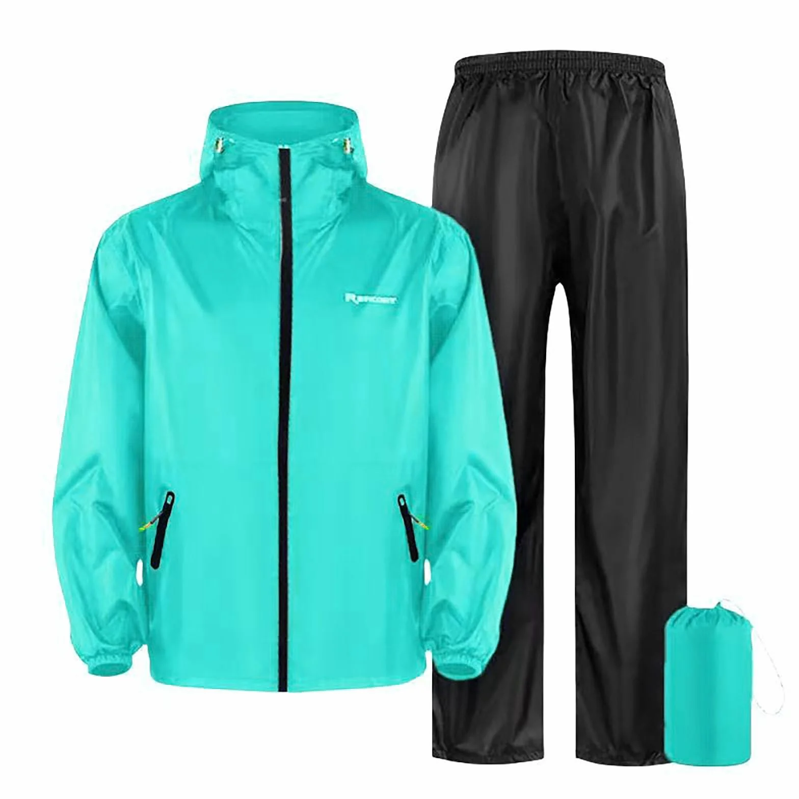 Combinaison de pluie de vélo pour homme et femme - Imperméable - Veste de pluie - Pantalon de pluie - Ensemble de 2 pièces pour moto, randonnée, camping - Housse de chaussures cachée
