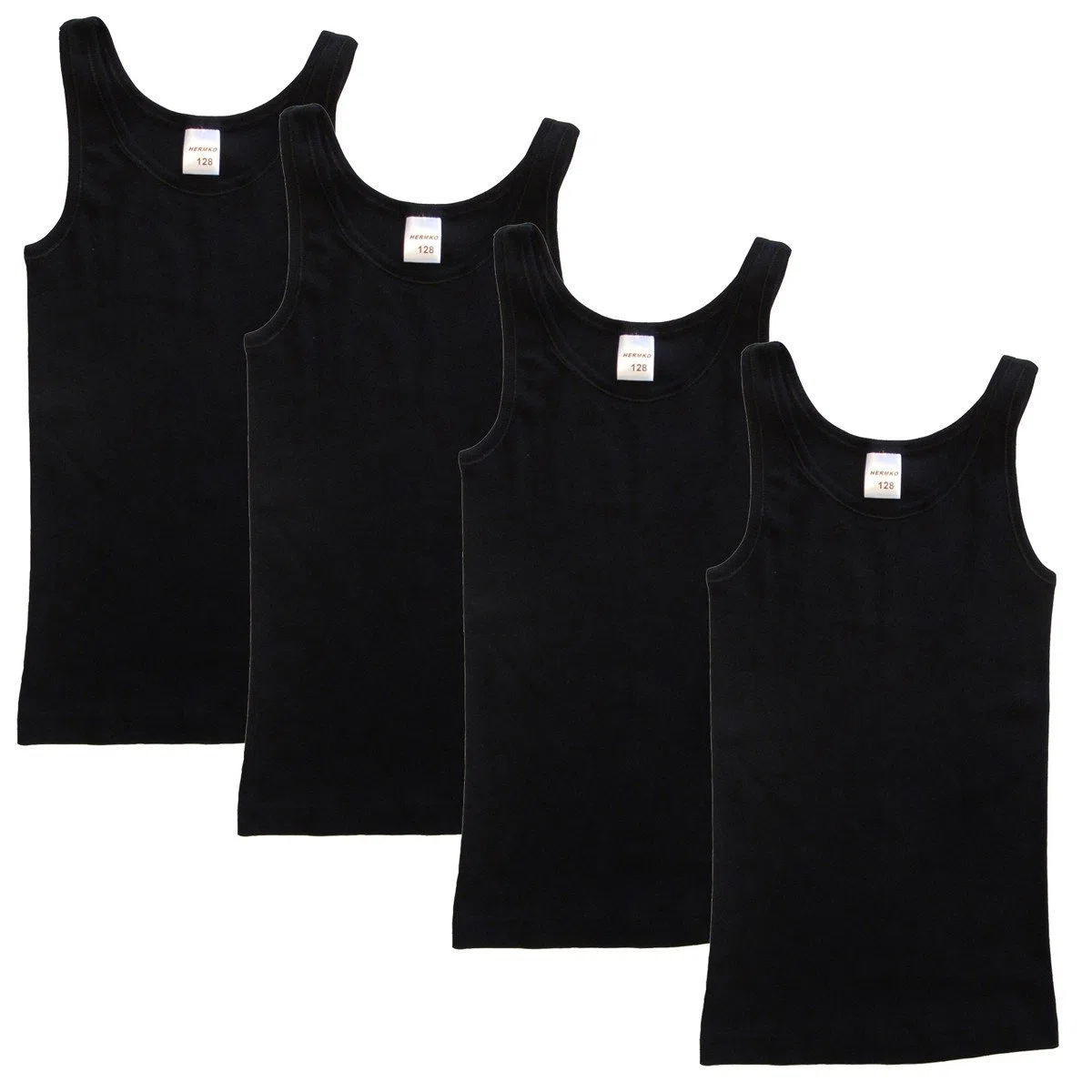 HERMKO 2000 Lot de 4 Maillots de Corps Filles en Coton 100% Bio, débardeur