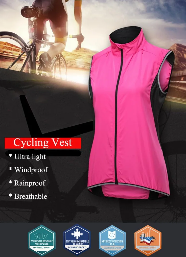 Gilet de cyclisme pour femme, léger et respirant, veste de sport sans manches, imperméable, coupe-vent, gilet sans manches, résistant aux UV, maillot de vélo réfléchissant VTT, randonnée,Purple-XL