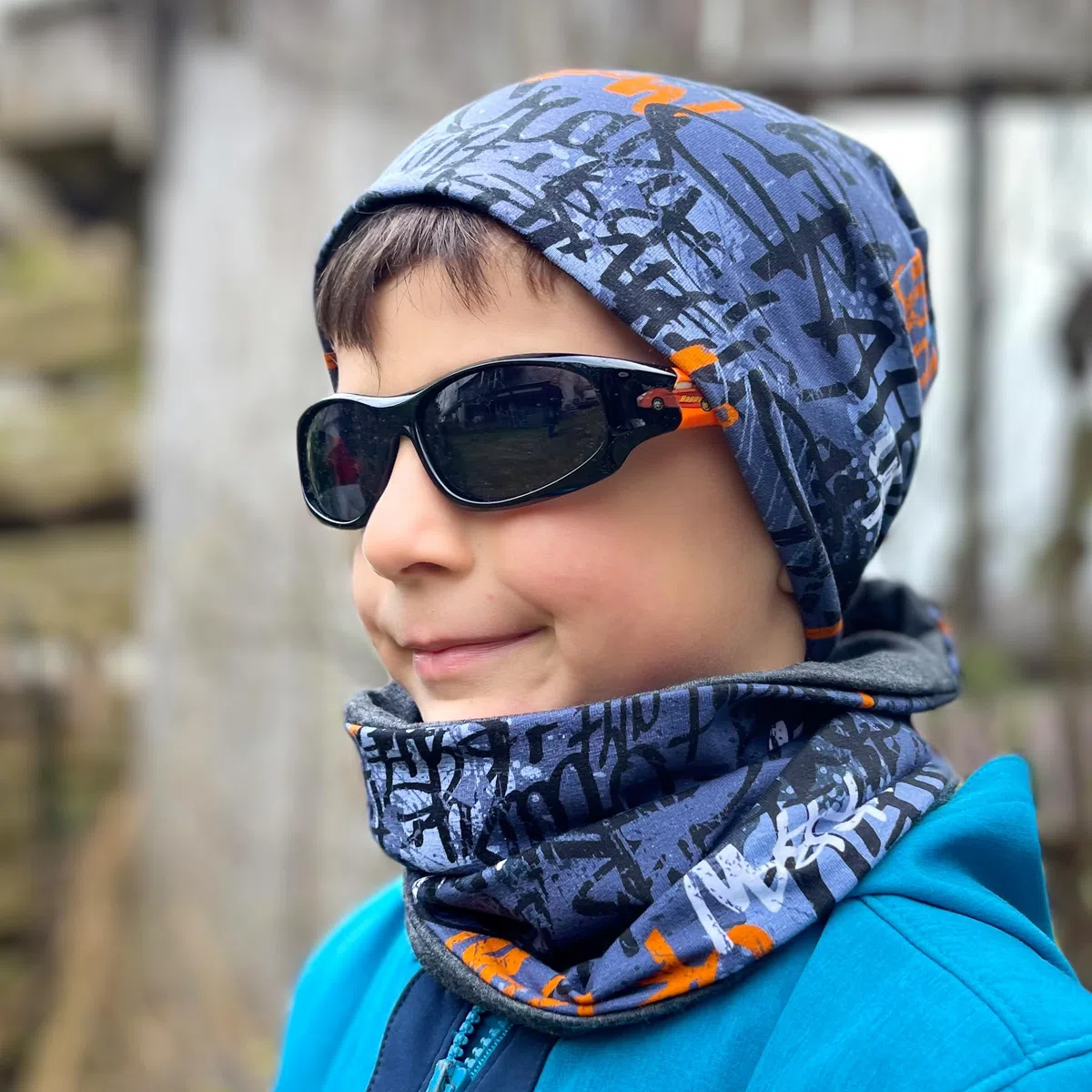 Wollhuhn Shorties Bonnet pour enfant fabriqué à la main en Allemagne – Réversible en coton double couche – Pour filles et garçons toute l'année – Cool et décontracté