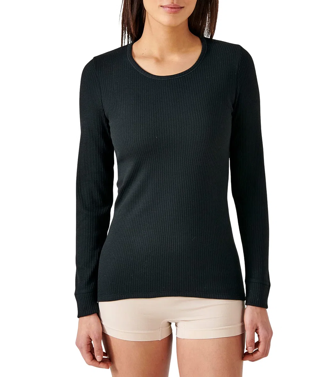 Damart T-Shirt Thermolactyl Col Rond, Côtes Molletonnées Haut Thermique Femme (Lot de 1)