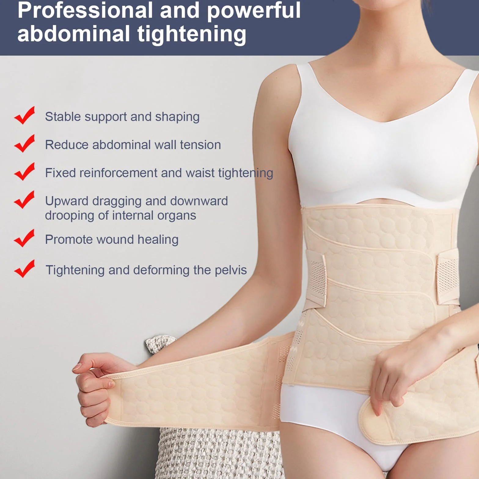 3 in 1 Ceinture Abdominale Femme, 4 Patchs Ceinture Soutien Grossesse avec Ceinture Pelvienne, Ceintures Post Partum Accouchement M L XL XXL, Ceintures Maintien Lombaire, pour Ventre Plat (L)
