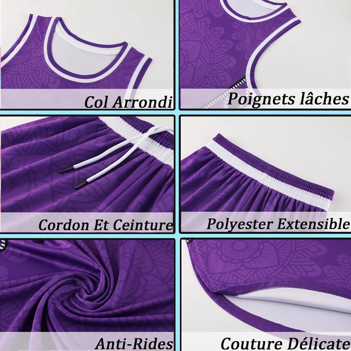 Maillot de Basket Personnalisé Chemise et Short Ensemble Basket avec Nom Numéro Logo de L'équipe Personnalisables pour Hommes Femmes Enfants Trousse Basket