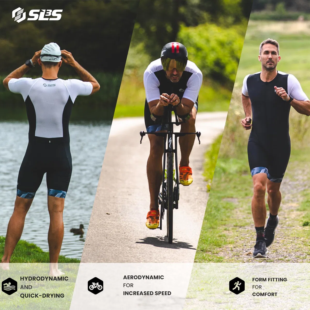 SLS3 Combinaison de Triathlon Pour Homme - Manches Aérodynamiques, Pro FX Fabrics - Qualité Supérieure