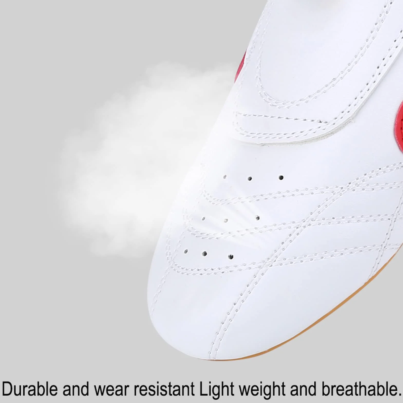 Chaussures De Taekwondo Unisexe Respirant Boxe Kung Fu Tai Chi Sport Chaussures De Gymnastique Chaussures Légères pour Enfants Adultes(38-Blanc et Rouge)