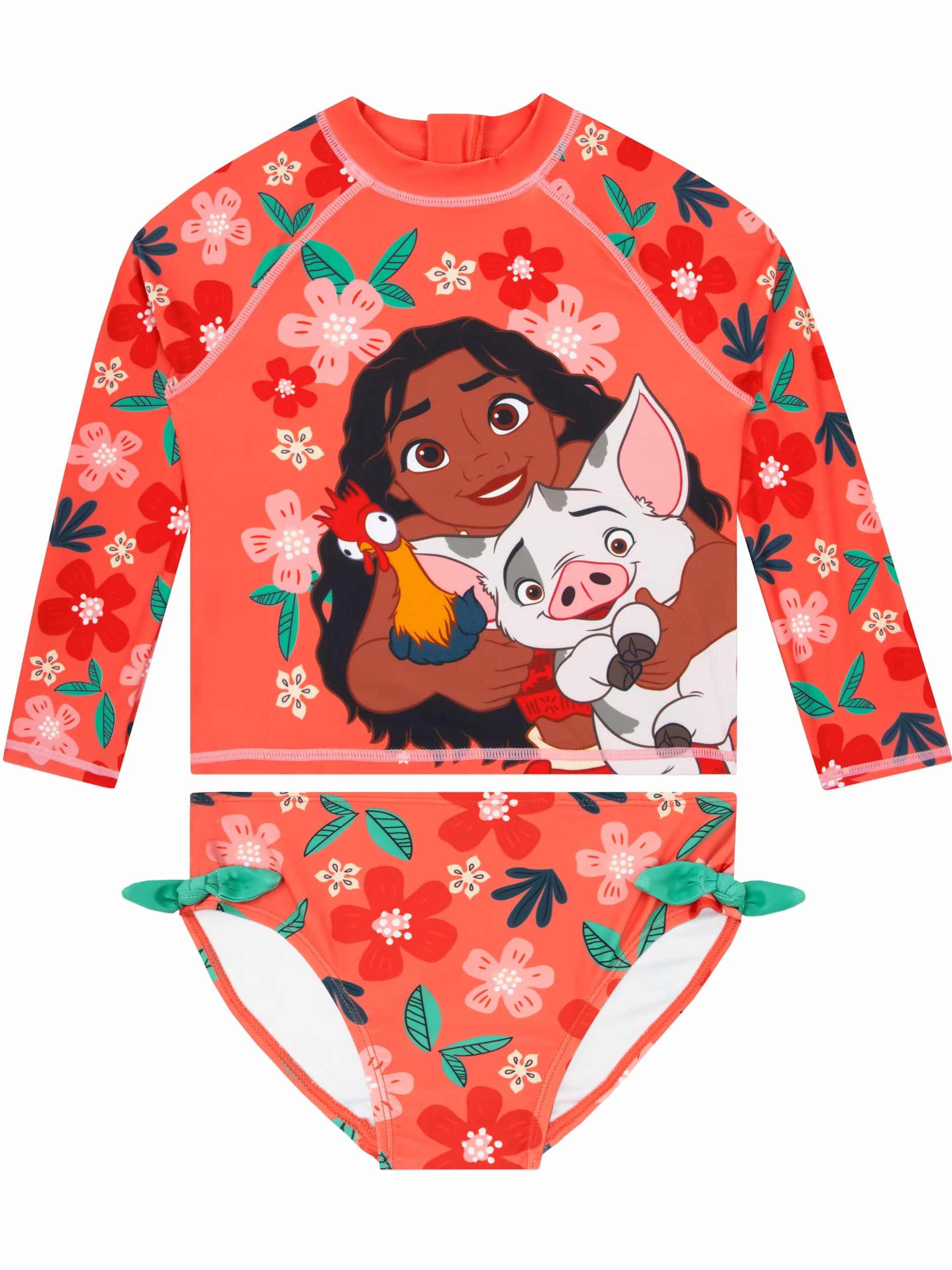 Disney Moana Maillot De Bain Fille, Deux Pièces Maillot De Bain Piscine Manches Longues avec Arcs, Moana Vetement Fille
