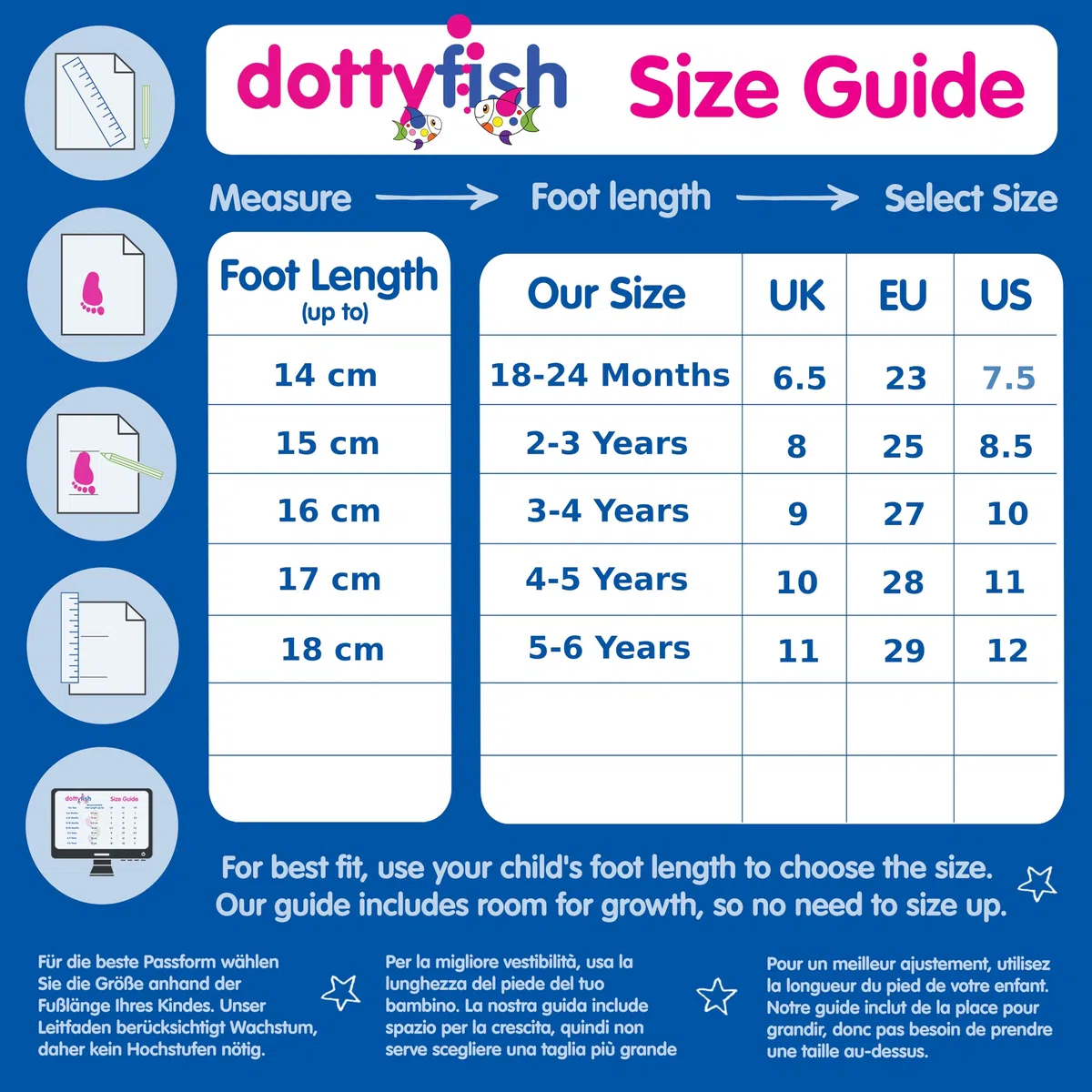 Dotty Fish Chaussures Pieds Nus en Cuir pour bébés et Enfants, Semelles en Caoutchouc. Légères, Souples et antidérapantes. Marque Britannique. Garçons et Filles, Tailles 18-24 Mois - 5-6 Ans
