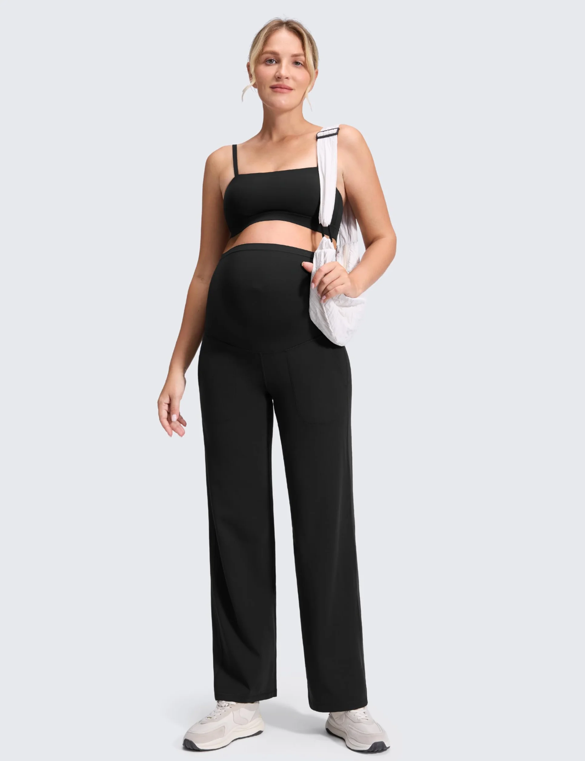 CRZ YOGA Butterluxe Pantalon Legging Évasé de Maternité avec Poches Yoga Entraînement - 80cm