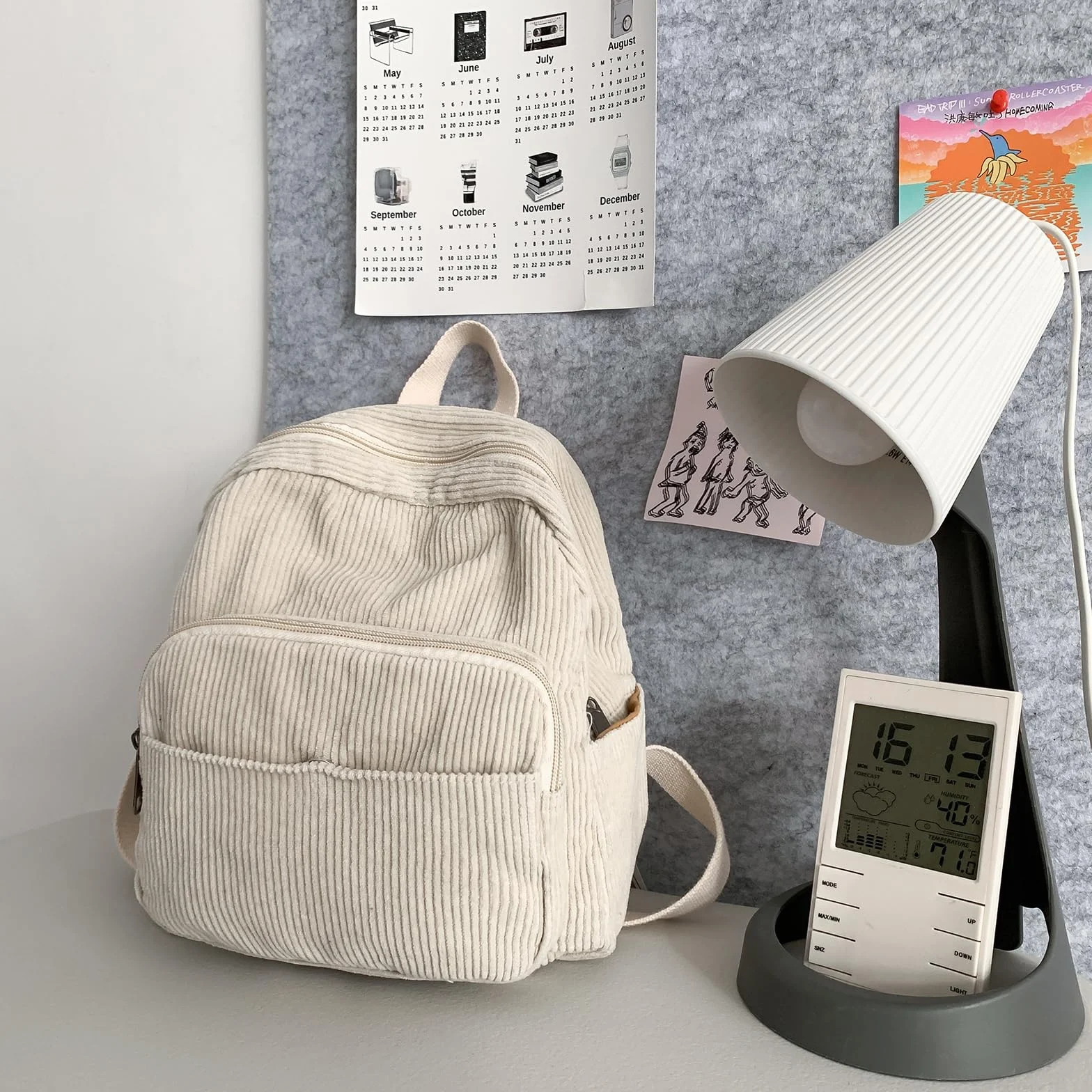 Petit sac à dos en velours côtelé pour femme - Sac à dos de ville - Sac à dos en Corduroy - Sac à dos d'école pour femme et fille - Pour l'école, les voyages, le travail - Petite taille