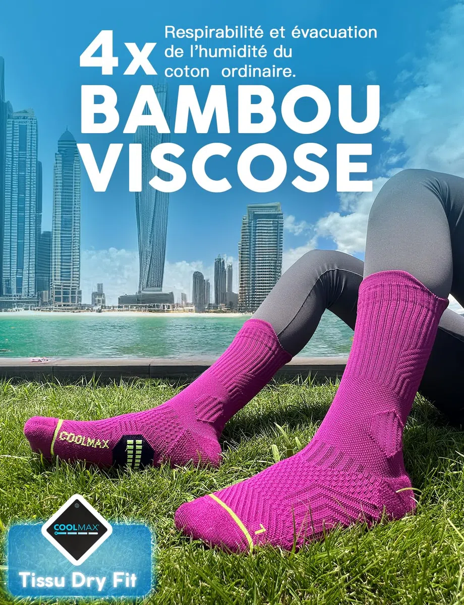 Juclise Chaussettes bambou Coolmax de course à pied pour femme, pour la Randonnée & le Gym,