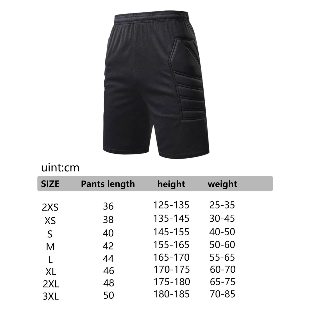 Milageto Short de Protection de Gardien de But de Football Polyvalent et Respirant avec Rembourrage en éponge