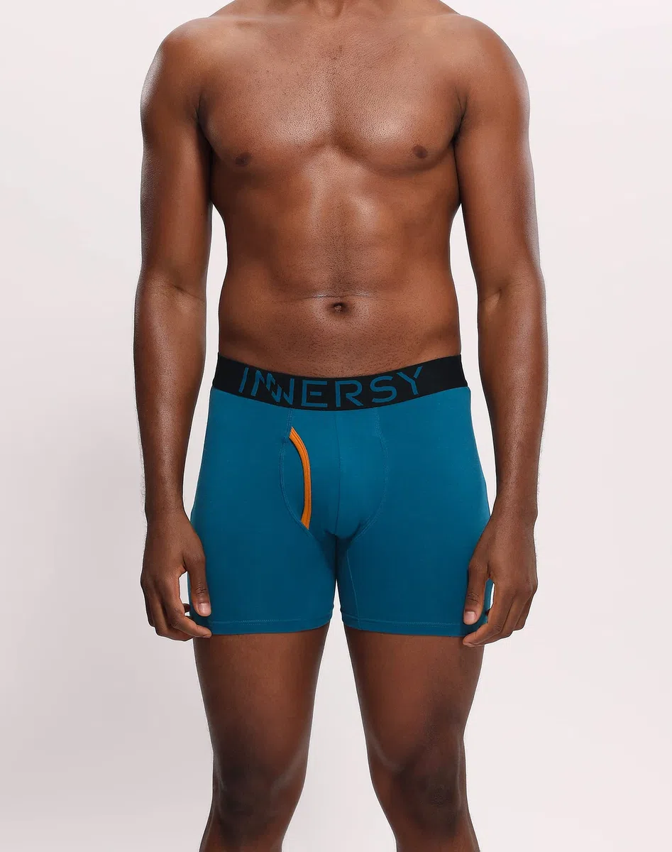 INNERSY Calecon Homme Coton Stretch Boxer avec Ouverture sous-vetêments Confortables Lot de 4