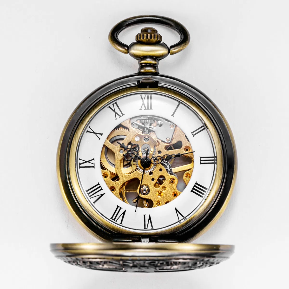 TREEWETO Montre Gousset Mecanique Montres Poche Steampunk Squelette rétro Pendentif Montre Gousset Dore