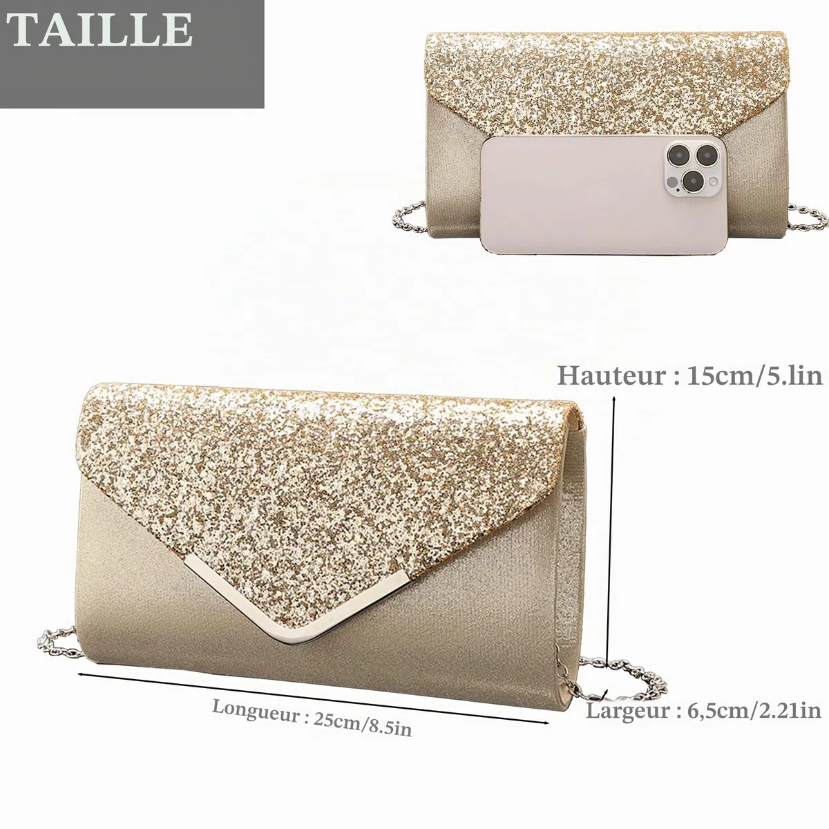 Lot de 4 sacs à main à paillettes pour femme - Sac à main de soirée ou de mariage - Accessoire de mariage - Pour bal de fin d'année - Élégant