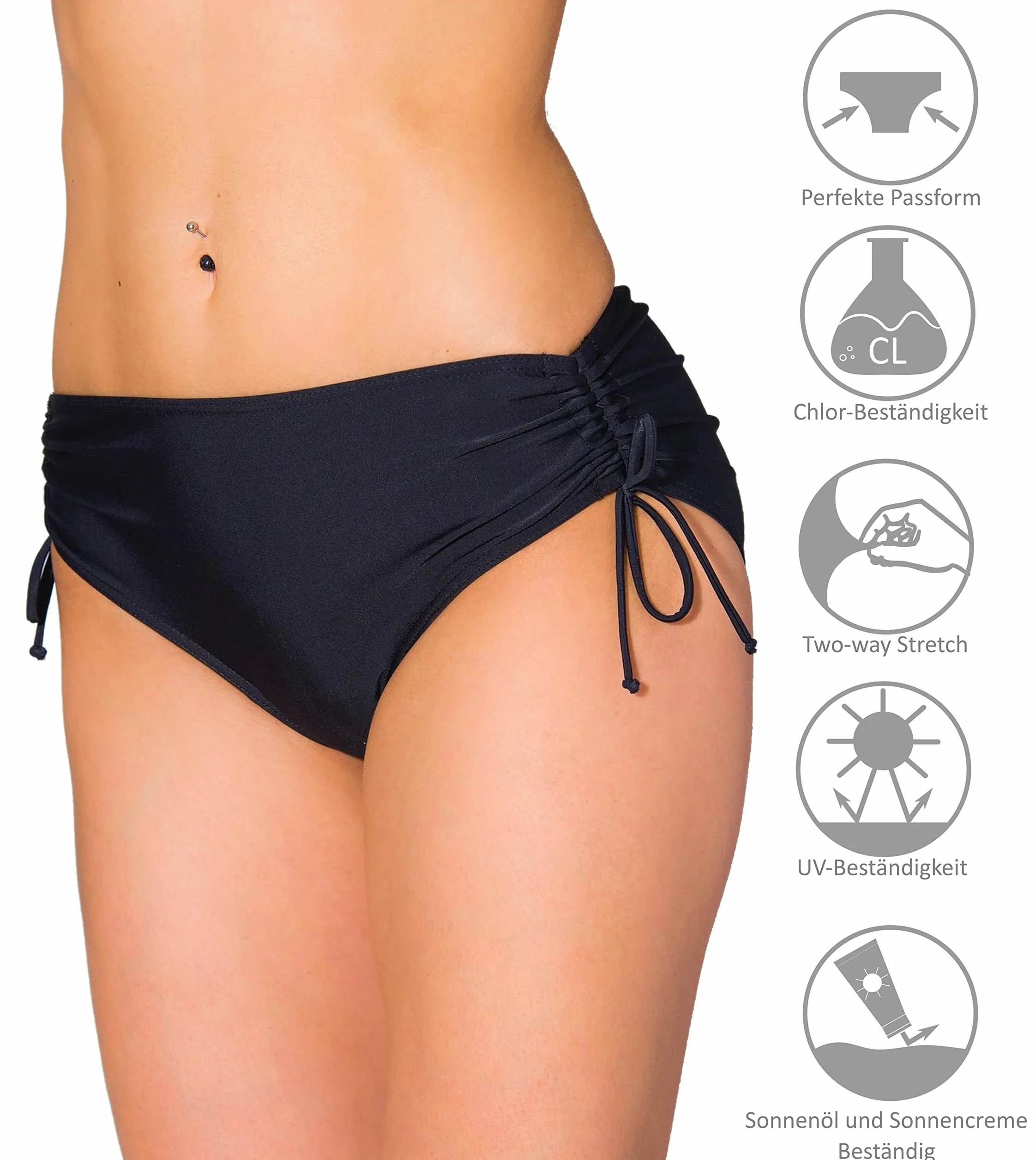 Aquarti Bas de Maillot de Bain Femme avec Liens – Bas Maillot Femme Ajustable, Séchage Rapide