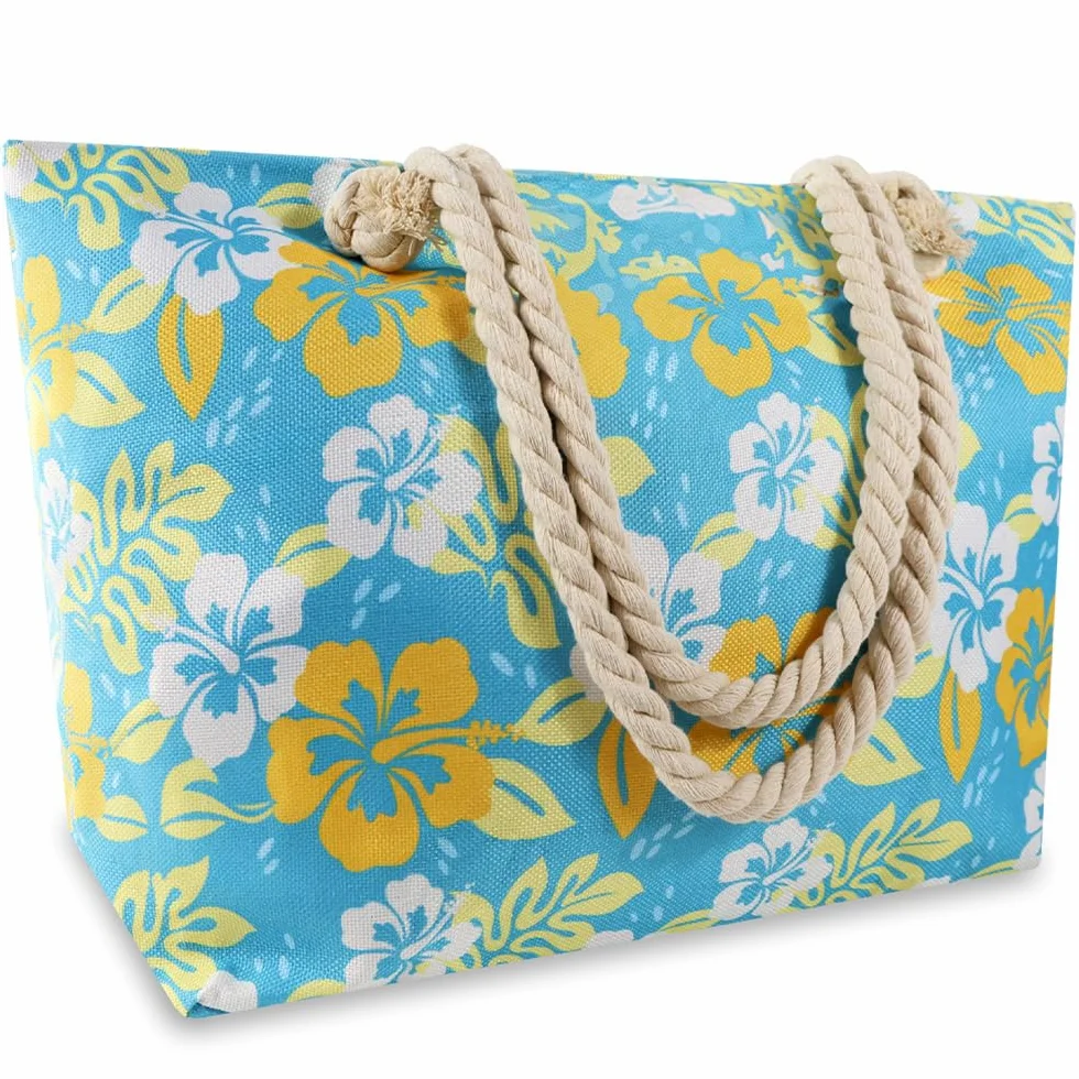 Ritalia® Grand sac de plage XXL familial | Sacs de plage pour femme et sac de piscine | Sac de plage imperméable avec fermeture éclair | Panier de plage pour femme | Sac de plage pour familles