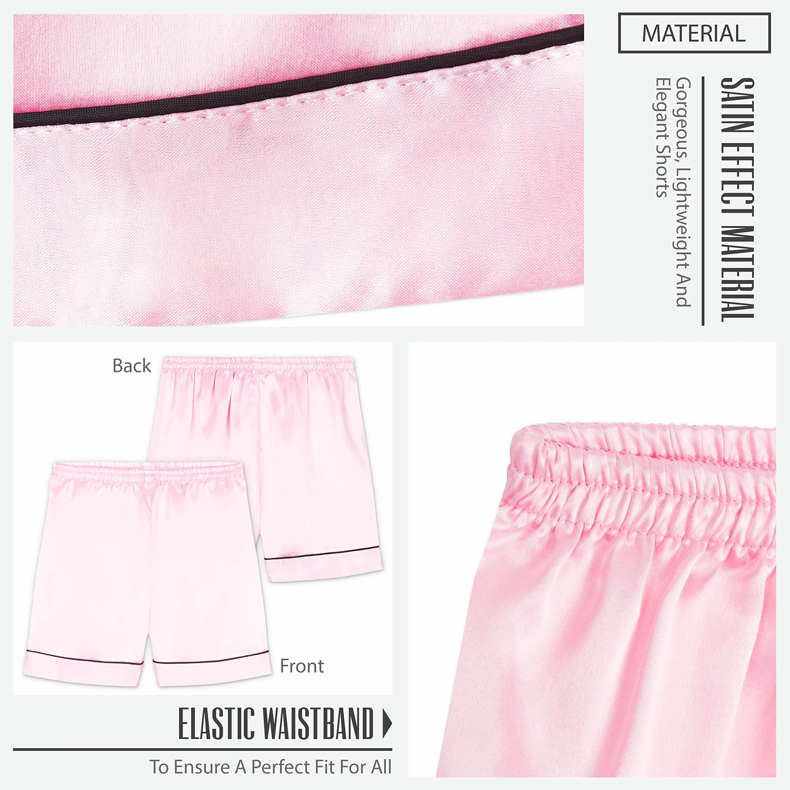 CityComfort Ensembles de Pyjama Fille et Ado Ensembles de Nuit d'Été Boutons Short Pyjama Satin Loungewear Set Vêtement de Nuit à Manche Courte