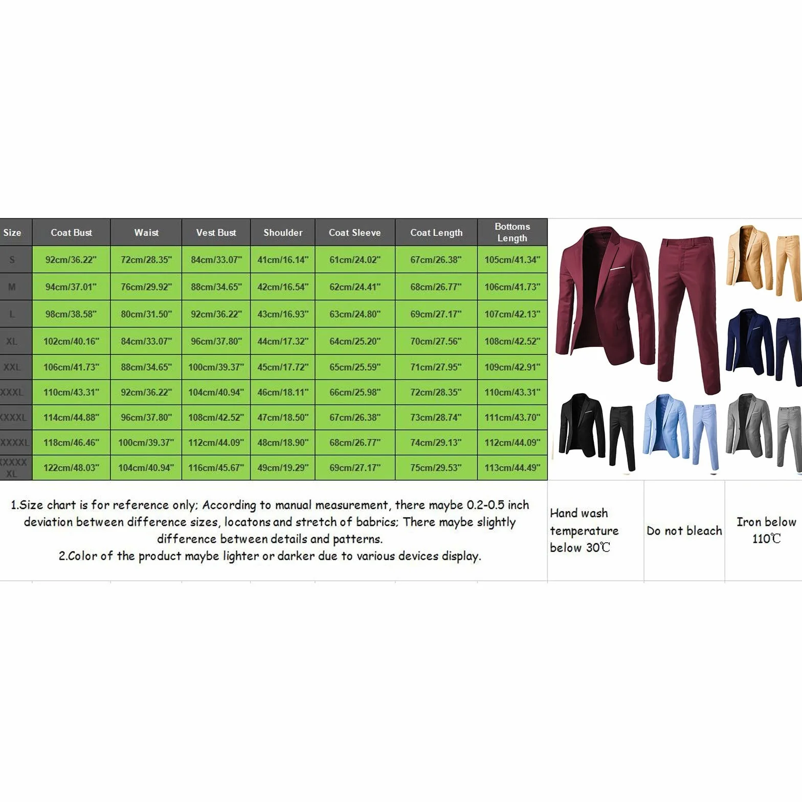 Costume pour homme 2 pièces - Coupe ajustée - Costume de mariage - Pantalon 2 pièces - Couleur unie - Costume de mariage élégant - Costume d'affaires de smoking