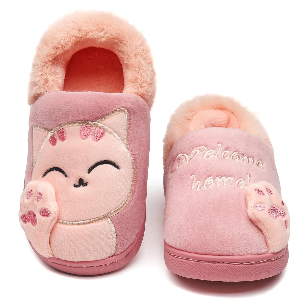 Chausson pour Enfants et Adultes Fille Peluche Pantoufle Garçon Hiver Chaussures de Maison Femmes Hommes Chaude Fourure Doublée Mules Slippers 23-44